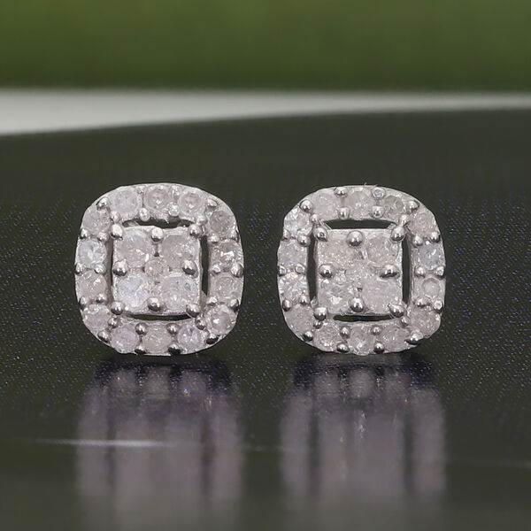 Diamant Halo-Ohrstecker in Silber image number 3