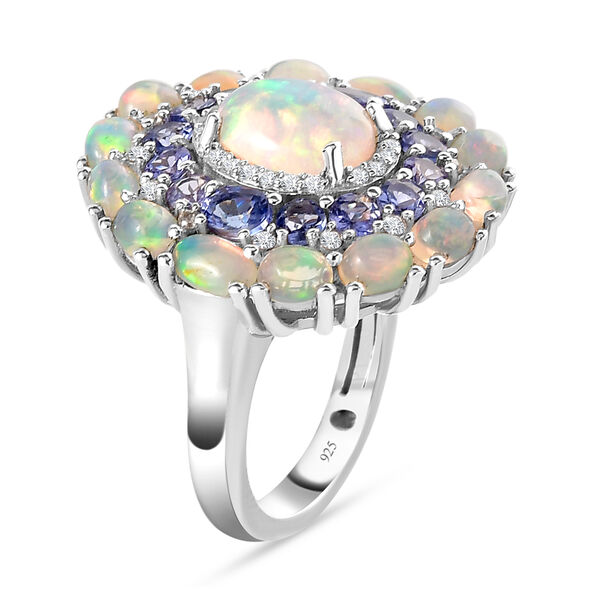 Nat&uuml;rlicher, &auml;thiopischer Opal und AA Tansanit-Ring, 925 Silber platiniert  ca. 4,83 ct image number 5