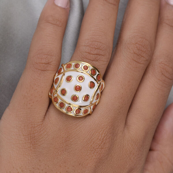 Koralle Ring 925 Silber vergoldet  ca. 1,47 ct image number 3