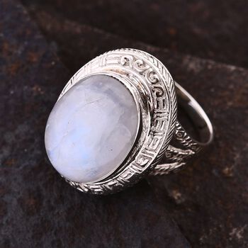 Regenbogen Mondstein Ring 925 Silber (Gr&ouml;&szlig;e 16.00) ca. 18,61 ct