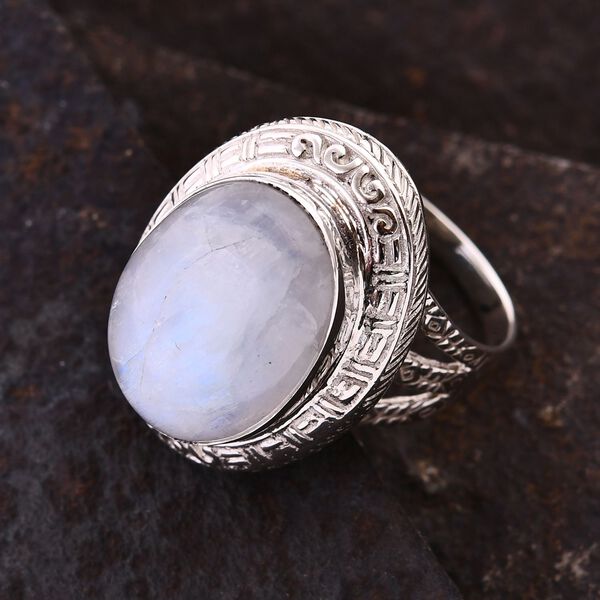 Regenbogen Mondstein Ring 925 Silber (Gr&ouml;&szlig;e 16.00) ca. 18,61 ct image number 1