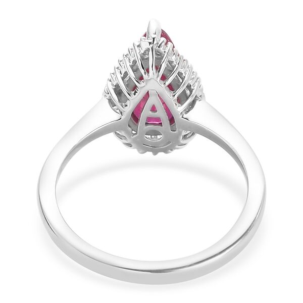 Afrikanischer Rubin und Diamant Halo Ring 925 Silber Platin-&Uuml;berzug image number 6