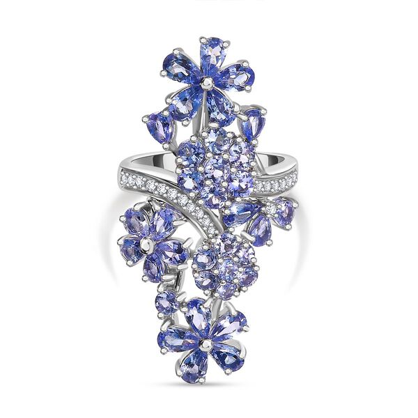 Tansanit Ring 925 Silber rhodiniert (Gr&ouml;&szlig;e 17.00) ca. 4,87 ct