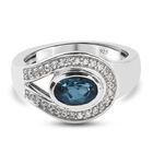 London Blau Topas und Zirkon Halo Ring 925 Silber Platin-Überzug image number 0