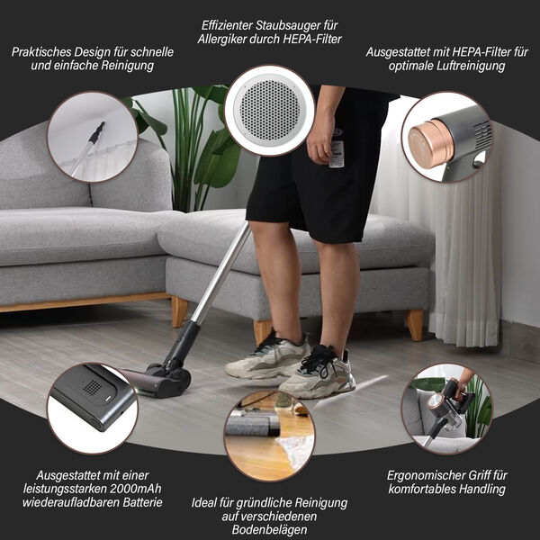 Staubsauger, kabellos, HEPA Filter, 2000mAh image number 2