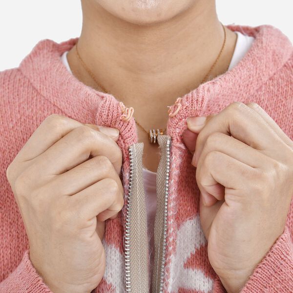 Cardigan in rosa mit geometrischen Mustern image number 8