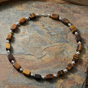 Tigerauge Halskette, ca. 45cm mit 5cm extender, ca. 300.00 ct