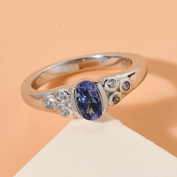 Tansanit und Zirkon Ring 925 Silber platiniert  ca. 0,76 ct image number 2