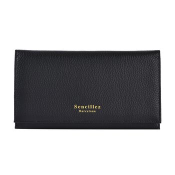 SENCILLEZ: Reise-Etui aus echtem Leder mit RFID Schutz, 20x11x0.7cm, schwarz