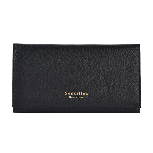 SENCILLEZ: Reise-Etui aus echtem Leder mit RFID Schutz, schwarz image number 0
