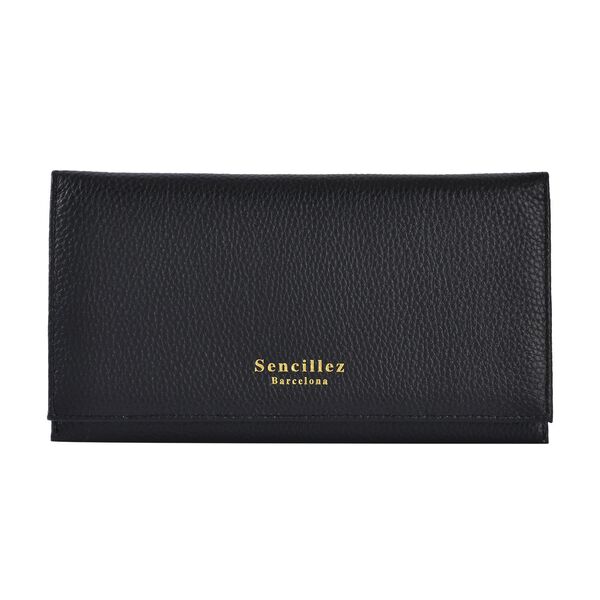 SENCILLEZ: Reise-Etui aus echtem Leder mit RFID Schutz, 20x11x0.7cm, schwarz