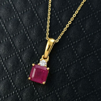 D'Joy AA afrikanischer Rubin und Moissanit Anh&auml;nger mit 50cm Kette - 1,70 ct.