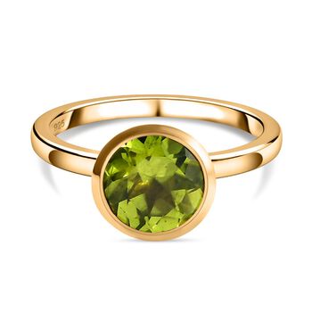 Nat&uuml;rlicher Peridot-Ring, 925 Silber vergoldet (Gr&ouml;&szlig;e 16.00) ca. 1.97 ct