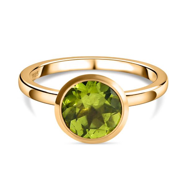 Nat&uuml;rlicher Peridot-Ring, 925 Silber vergoldet (Gr&ouml;&szlig;e 16.00) ca. 1.97 ct