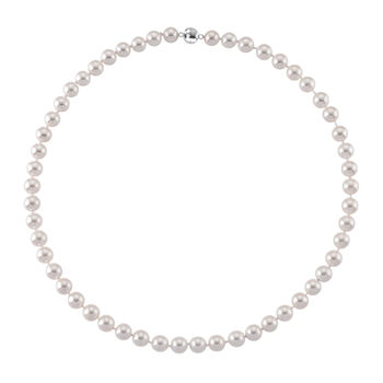 Wei&szlig;e Muschelkernperle (9-11 mm) Halskette ca. 60 cm 316L Edelstahl