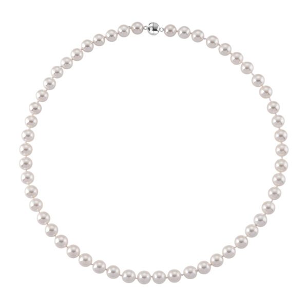 Wei&szlig;e Muschelkernperle (9-11 mm) Halskette ca. 60 cm 316L Edelstahl image number 3