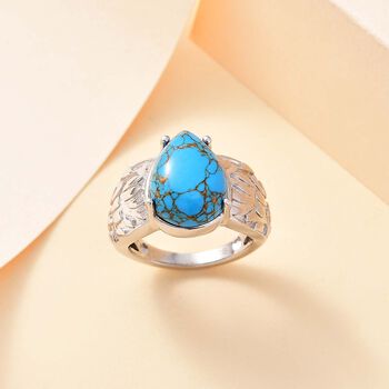 Blaues T&uuml;rkis Ring, Silberton, (Gr&ouml;&szlig;e 19.00) ca. 4.95 ct