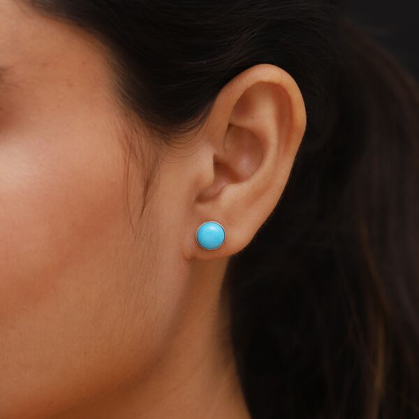 Natürliche Sleeping Beauty Türkis-Solitär-Ohrstecker in Silber image number 3