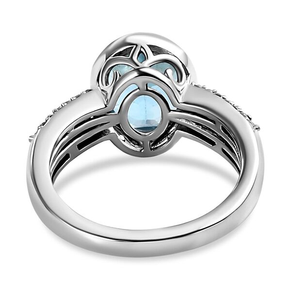 Schweizer Blautopas und weißer Zirkon-Ring, 925 Silber platiniert  ca. 3,92 ct image number 6