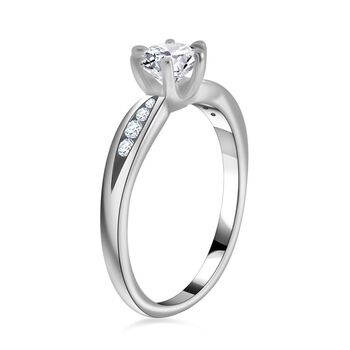 Moissanit Ring, 925 Silber rhodiniert - 0,95 ct.