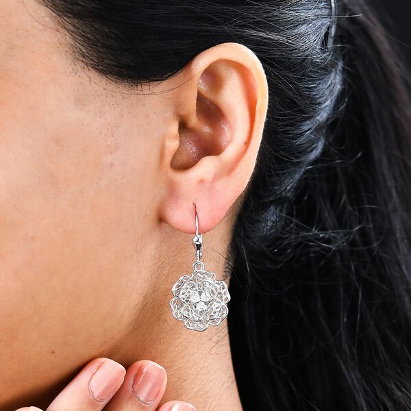 Florale Moissanit-Ohrringe, 925 Silber rhodiniert - 0,64 ct. image number 3