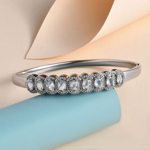 Himmelblauer Topas Armreif ca. 19 cm 316L Edelstahl ca. 4.86 ct image number 1