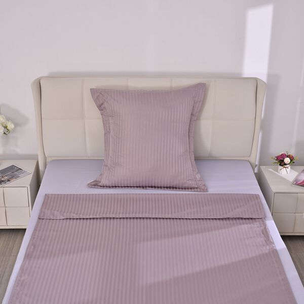 Bettw&auml;sche-Set aus 80% Baumwolle mit Satin-Streifen, 135 x 200 cm und 80 x 80 cm, Lavendel image number 5
