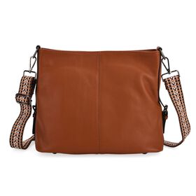 Leder-Crossbody-Tasche mit 3 Tragevarianten, 32x12x25 cm, Braun Leder-Crossbody-Tasche mit 3 Tragevarianten, 32x12x25 cm, Braun