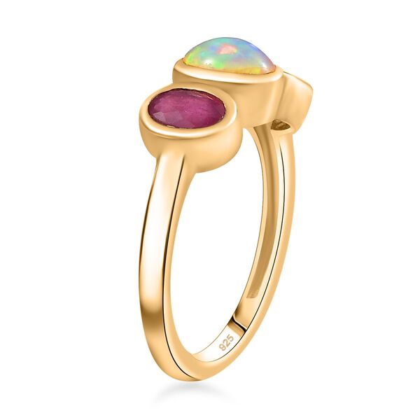 AA nat&uuml;rlicher, &auml;thiopischer Welo Opal und afrikanischer Rubin Ring - 1,89 ct. image number 5