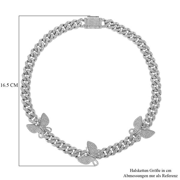 DESIGNER INSPIRIERT Schmetterling Wei&szlig;er Kristall Halskette ca. 45 cm, Silberfarben image number 7