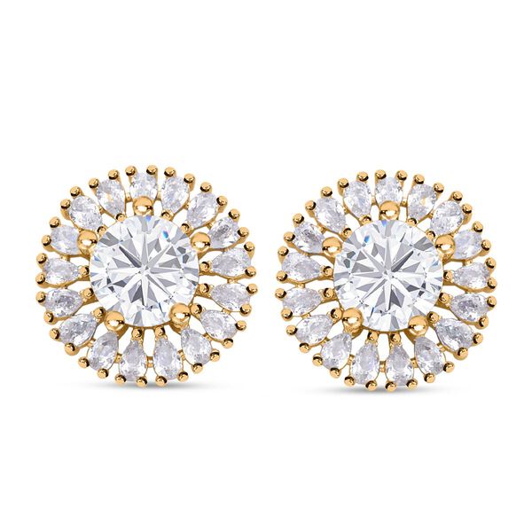 Brillance Weiße Zirkonia Ohrringe, goldfarben image number 4