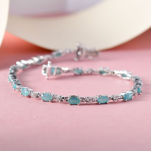 AA Grandidierit und wei&szlig;es Zirkon Armband, ca. 20 cm, 925 Silber platiniert ca. 5.70 ct image number 2