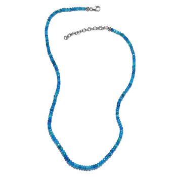 Miami Blau Welo Opal-Halskette, 45 cm, 925 Silber Platin-&Uuml;berzug ca. 30,87 ct