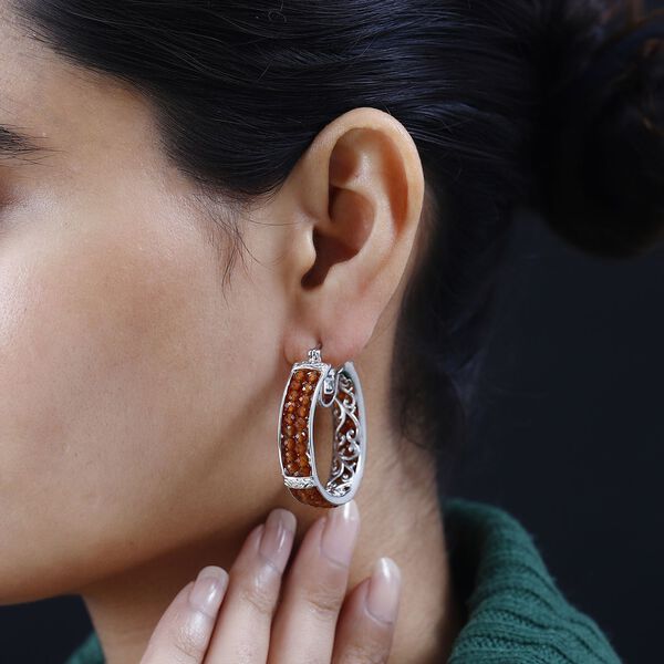 Hessonit Granat Ohrringe Reines Messing ca. 21,00 ct. image number 3