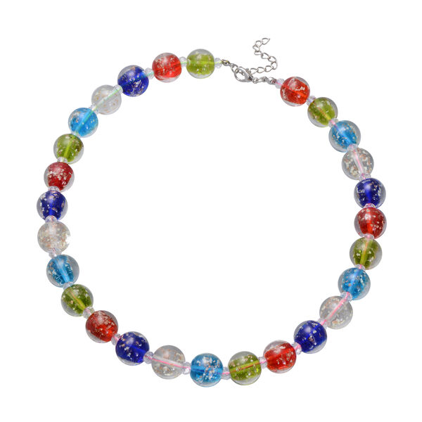 Murano-Stil Glas-Ohrringe und Kette, reiner Edelstahl, mehrfarbig image number 2