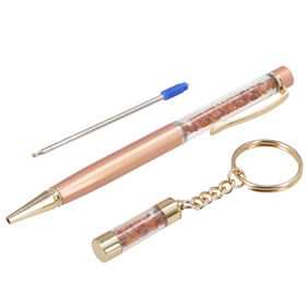 Premium Kollektion - Edelstein Kugelschreiber mit Schlüsselanhänger und Extra-Mine, Feueropal