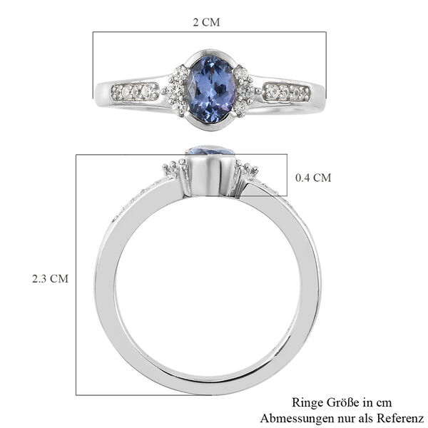 Tansanit und Zirkon Ring 925 Silber platiniert  ca. 0,65 ct image number 7