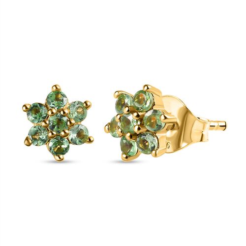 Natürliche Merelani Mint-Granat Ohrstecker, 925 Silber Gelbgold Vermeil ca. 0.62 ct image number 0
