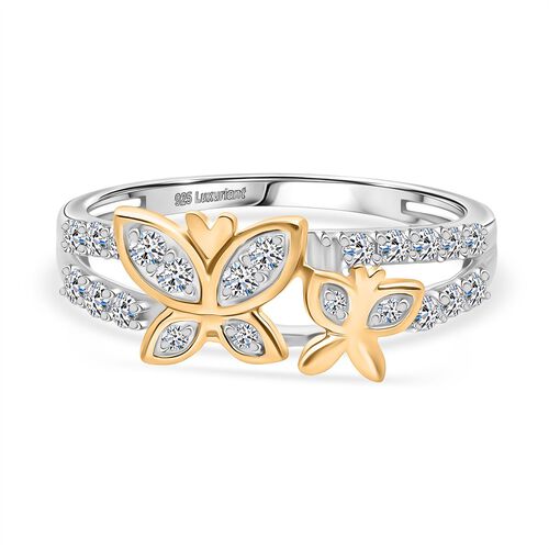 LUXURIANT DIAMOND -Lab Grown Diamant SI-GH Ring 925 Silber Rhodiniert und 750 Gelbgold Vermeil (Größe 17.00) ca. 0.50 ct image number 0