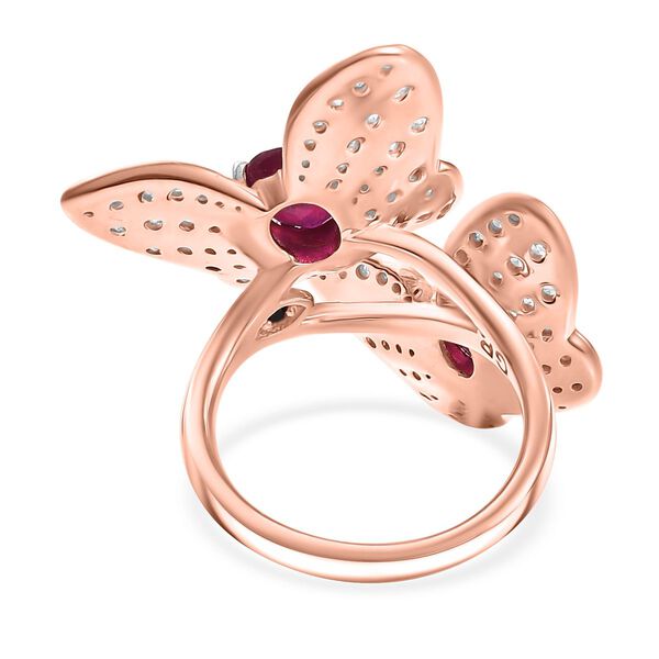 AA afrikanischer Rubin und Zirkon Ring und 45cm Halskette image number 17