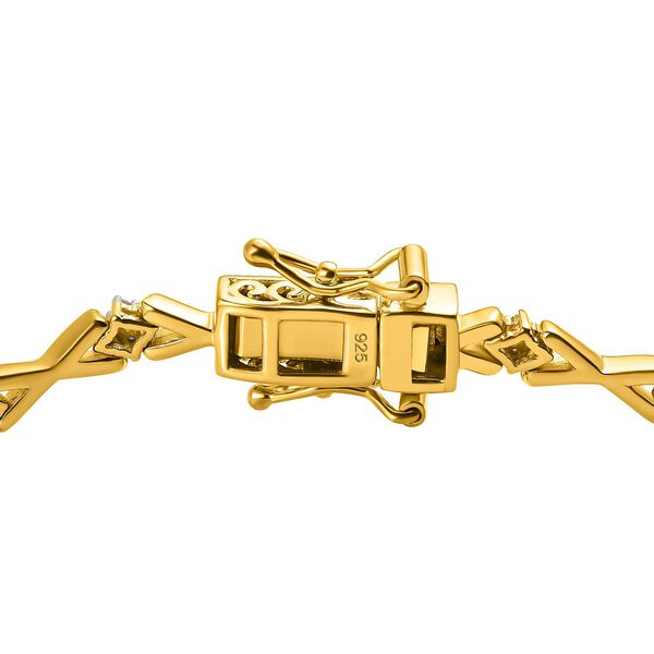 Weißes Diamant Armband, ca. 19 cm, 925 Silber Gelbgold Vermeil ca. 0.60 ct image number 4