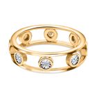 Doppelreihiger Ring mit Weißen P Diamanten, 925 Silber 750 Gelbgold Vermeil (Größe 18.00)