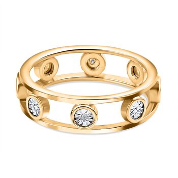 Doppelreihiger Ring mit Wei&szlig;en P Diamanten, 925 Silber 750 Gelbgold Vermeil (Gr&ouml;&szlig;e 18.00)