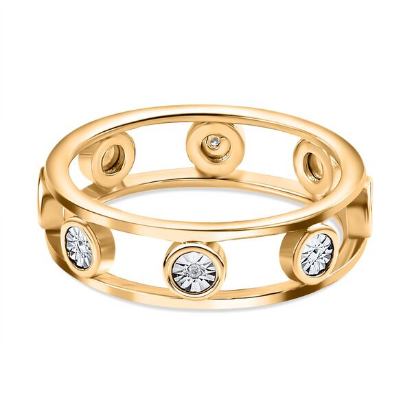 Doppelreihiger Ring mit Wei&szlig;en P Diamanten, 925 Silber 750 Gelbgold Vermeil (Gr&ouml;&szlig;e 18.00)