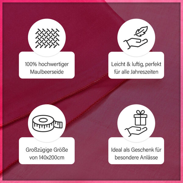 LA MAREY – Chiffon Schal aus Maulbeerseide, Pink image number 4