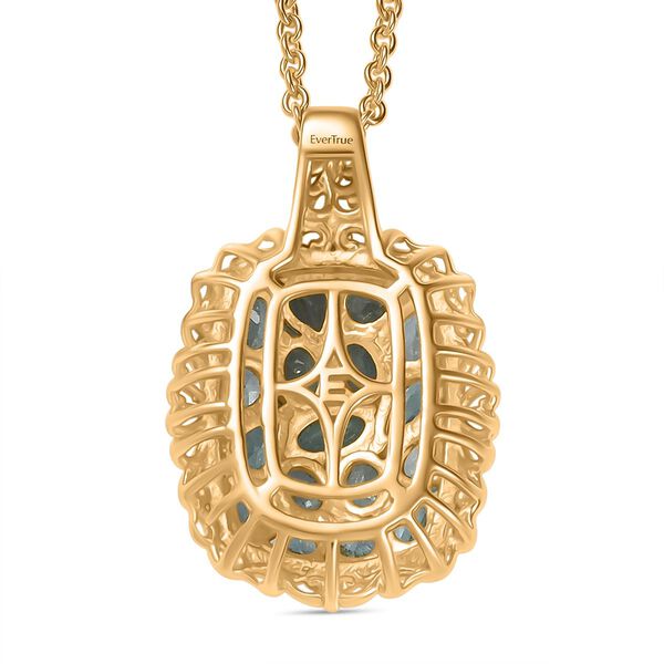 Batroke Blauer Apatit Schmuckset ca. 50 cm Nickelfreies Messing platiniert und vergoldet und 316L Edelstahl platiniert ca. 3.17 ct image number 5