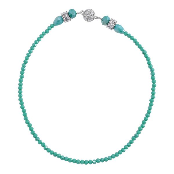 2er Set - grün Kristall, Weißer Kristall Halskette und Ohrringe 0.05 ct image number 3