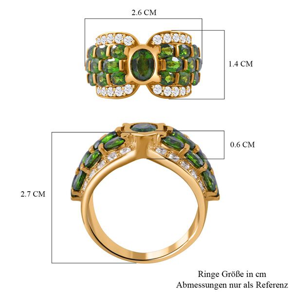 Nat&uuml;rlicher Chromdiopsid Ring, 925 Silber vergoldet (Gr&ouml;&szlig;e 16.00) ca. 5.39 ct image number 5