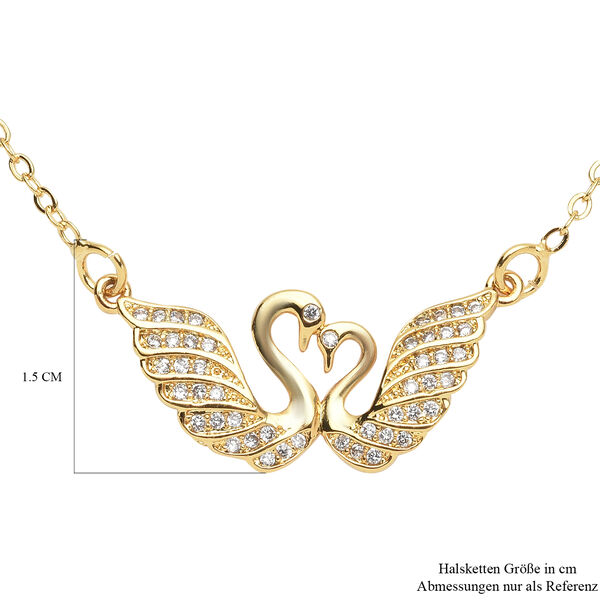 Wei&szlig;e Zirkonia Schwan-Halskette, ca. 43 cm, goldfarben ca. 0,08 ct image number 7