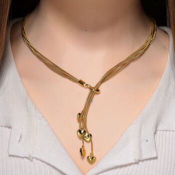 Lariat-Halskette mit Herz-Charms, nickelfreies Messing , ca. 50 cm